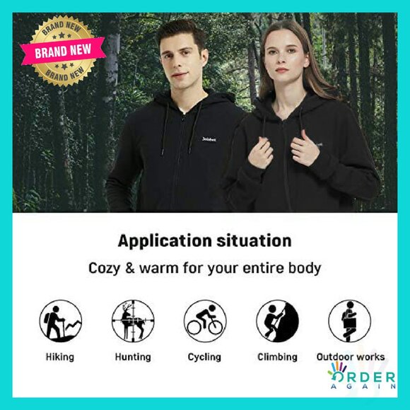 Unisex Heated Hoodie Electric Winter Coat Soft Cozy Lightweight Outdoor Wear - Picture 7 of 7